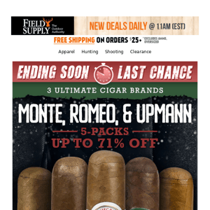 ⌚ Ends Tomorrow: Montecristo, Romeo, Upmann & more…