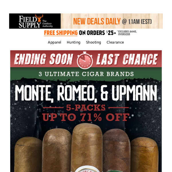 ⌚ Ends Tomorrow: Montecristo, Romeo, Upmann & more…