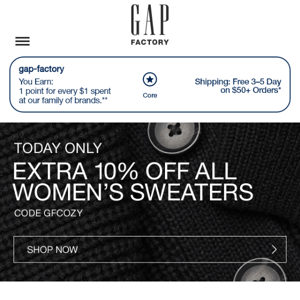 National Sweater Day means extra 10% off women's sweaters 🙂