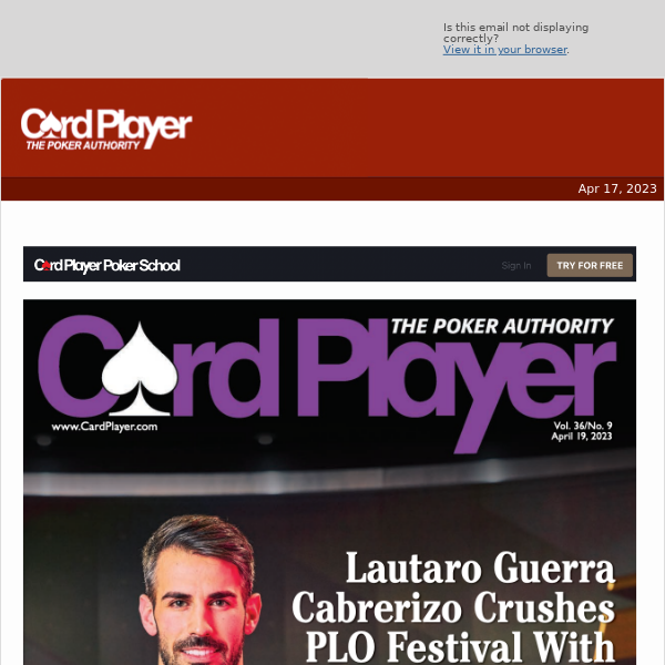 ♠ Read For FREE The Latest Issue Of 'Card Player Magazine: The Poker Authority'