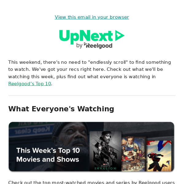 ⭐ Reelgood's Top 10 This Week + Our Top Recommendations