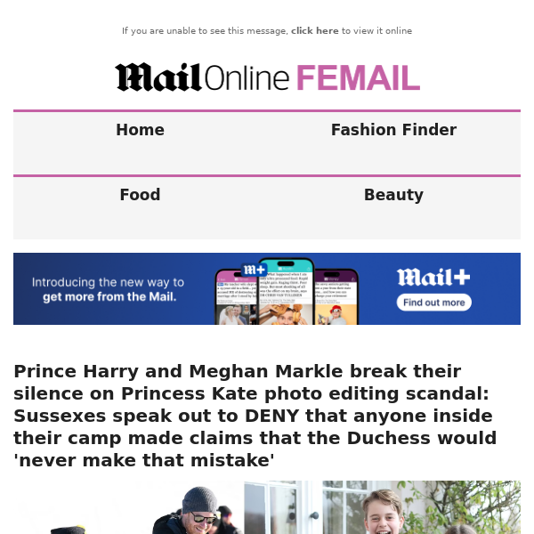 Prince Harry and Meghan Markle break their silence on Princess Kate photo editing scandal: Sussexes speak out to DENY that anyone inside their camp made claims that the Duchess would 'never make that mistake'