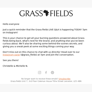 Grass-fields LIVE Q&A Today!