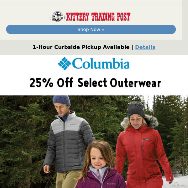 25% Off Columbia Outerwear Today!