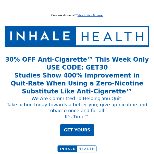 30% OFF Inhale Health® Anti-Cigarette™ This Week Only