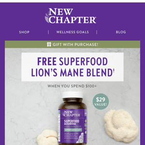 Get FREE Brain-Boosting Lion’s Mane with $100+ Purchase
