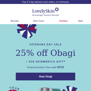 Save big this Veterans Day with 25% off Obagi