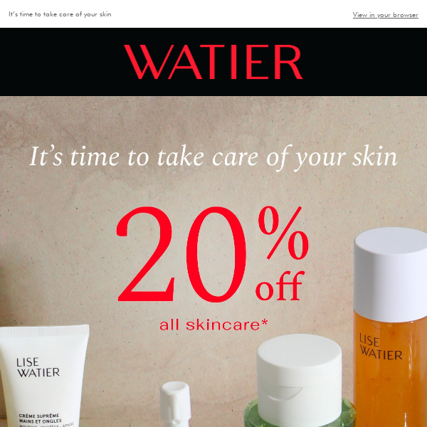 Lise Watier, get 20% off ALL skincare