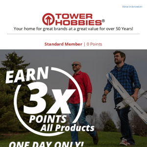 Loyalty Club Member Offer! Earn 3 X Points Today Only! Not a Member, Join Now for Free!