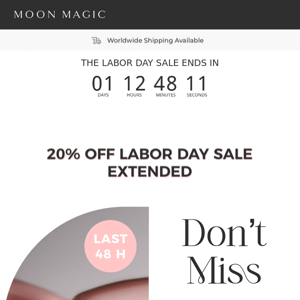 Extended: 20% OFF for Labor Day! 🔥