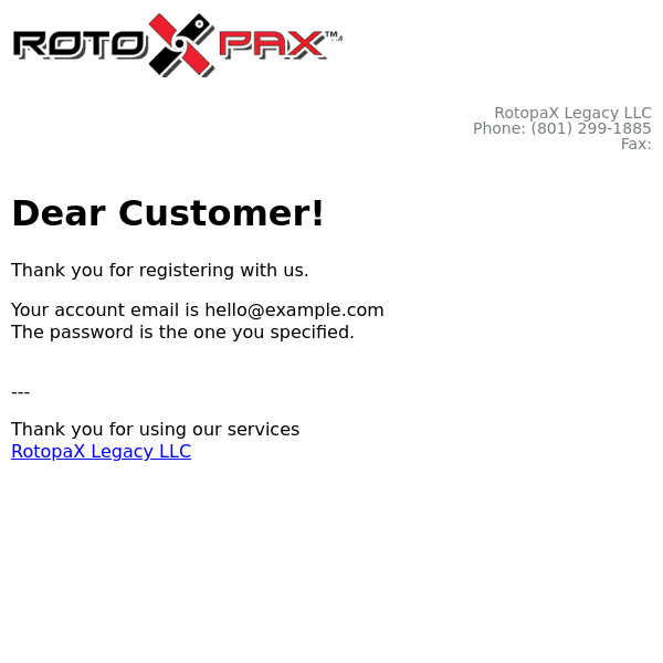 RotopaX Legacy LLC: Welcome!
