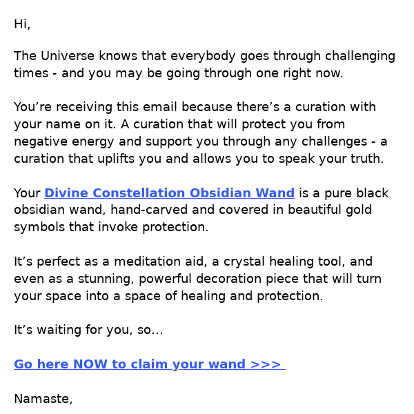 Wave this obsidian wand to chase away negative vibes