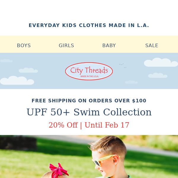 20% Off UPF 50+ Swim + 15% Off St. Patrick's Day Collection