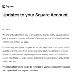 Updates to your Square Account