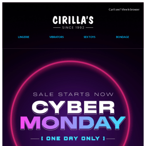 Cyber Monday Sale! One Day Only!