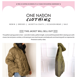 THIS JACKET WILL SELL OUT!