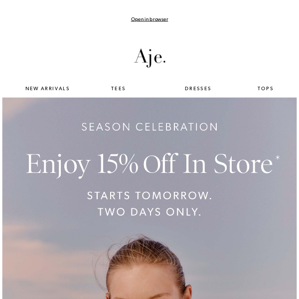 Enjoy 15% Off In Store | Starts Tomorrow