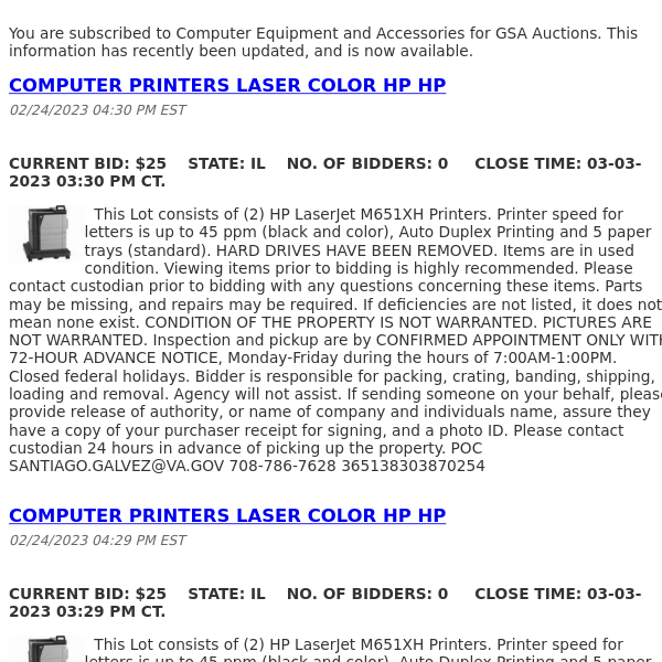 GSA Auctions Computer Equipment and Accessories Update