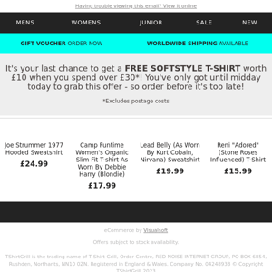 Our Free T-Shirt Offer Ends Midday Today!