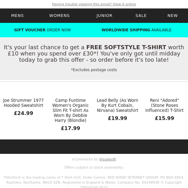 Our Free T-Shirt Offer Ends Midday Today!