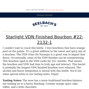 A Special VDN Finished Bourbon From Starlight Distillery