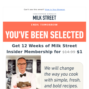 Extended! You've Been Selected to Try Milk Street For $1