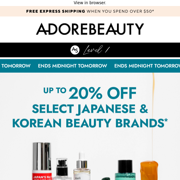 Up to 20% off Korean and Japanese beauty*