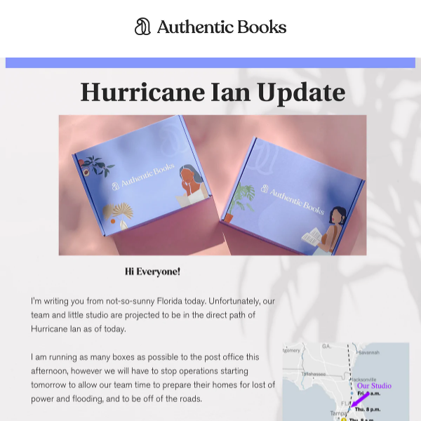 Authentic Books Here! Hurricane Ian Update