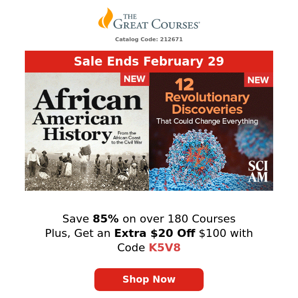 Save up to 85% on over 180 Courses + Extra $20 Off