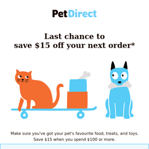 Expires tonight - $15 off your next order