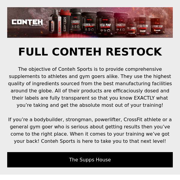 Conteh Sports Restock - Real Bodybuilding Supplements