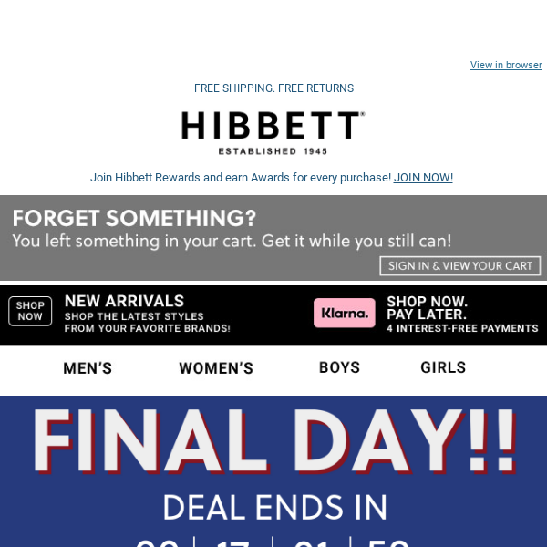 FINAL DAY for 25% off! 💸 - Hibbett Sports