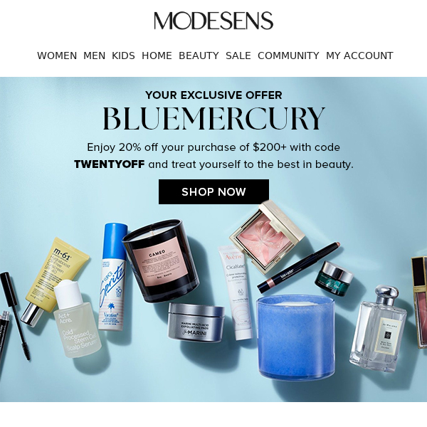 20% off beauty treats at Bluemercury