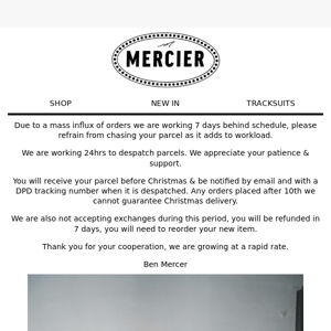 Mercier order update.