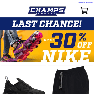 Ends today! Get up to 30% off select Nike gear 🚨💰📓👟