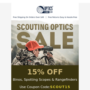 15% OFF Binoculars, Rangefinders, and More!