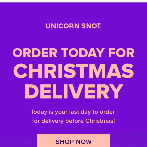 Last chance for Christmas delivery!