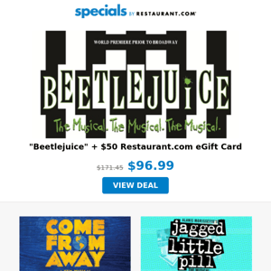 Beetlejuice in Boston | COME FROM AWAY in Boston  | JAGGED LITTLE PILL in Boston