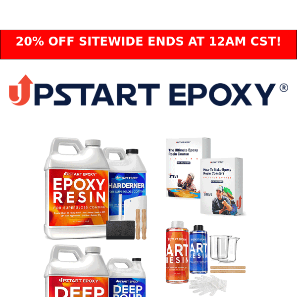 4 HOURS LEFT! Cyber Monday 20% Off Sitewide at Upstart Epoxy!