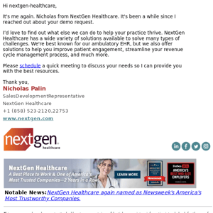 Checking in from NextGen Healthcare