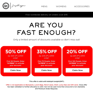 Fast Enough? ❌ Grab 50% off everything* before time runs out. ❌