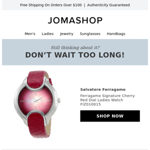 🔥 Visit again before the Ferragamo Signature Cherry Red Dial Ladies Watch FIZ010015 is gone! 🔥