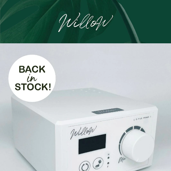 The white Willow E-file Prime - back in stock!