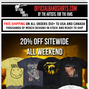 🎉 20% Off Band T-Shirts—Extended For The Weekend! 🎉