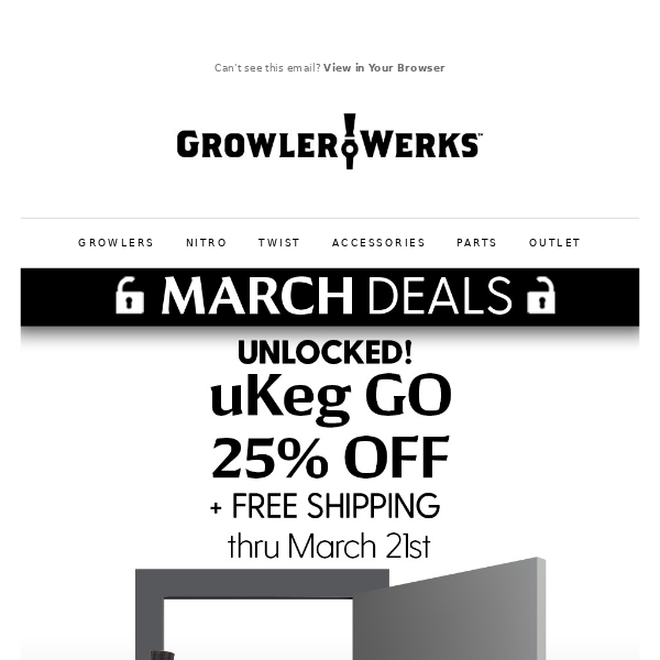 25% OFF + Free Shipping on uKeg GO Unlocked NOW.