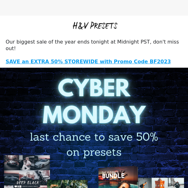 Cyber Monday 50% OFF Presets 🎁