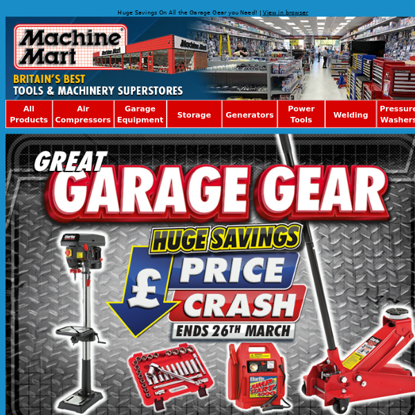 Garage Gear Prices Slashed, Kit Out Your Garage and Save £££s