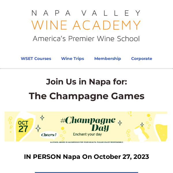 Join us in Napa for The Champagne Games & Elevate your WSET Certifications