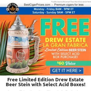 🍻 Free Limited Edition Drew Estate Beer Stein with Select Acid Boxes 🍻