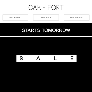 OUTLET EXCLUSIVE SALE STARTS TOMORROW